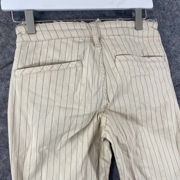 Free People Pants Beige 4 Stripe High Rise Button Fly Tapered Slim Leg High Rise - Picture 4 of 12